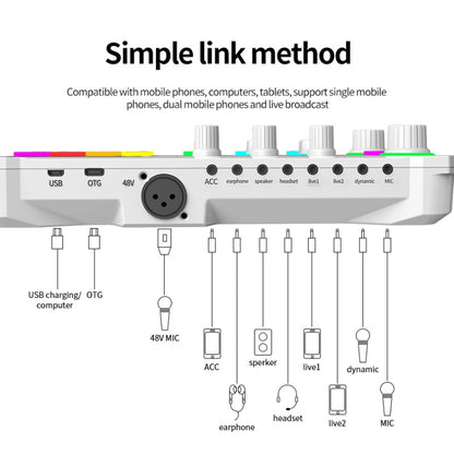 X10 Bluetooth Sound Card Studio Record With 48V XLR OTG Port Interface(White) - Live Sound Effects Processors by buy2fix | Online Shopping UK | buy2fix