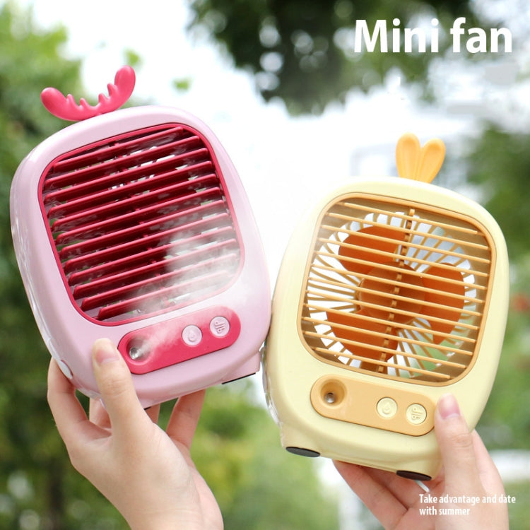 1315 Spray Humidification Hydrating Cartoon Fan USB Charging Desktop Fan(Deer Green) - Electric Fans by buy2fix | Online Shopping UK | buy2fix