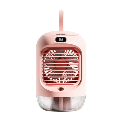 RD22 Rotating Humidification Fan Warm Light Atmosphere Light Automatic Shaking Head with Digital Display Air Cooler(Pink) - Electric Fans by buy2fix | Online Shopping UK | buy2fix