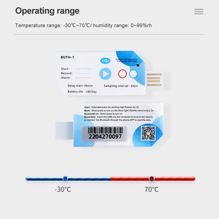 Temp013 Temperature Humidity Bluetooth APP Connect Medical Warehouse Cold Chain Transport USB Data Recorder - Thermostat & Thermometer by buy2fix | Online Shopping UK | buy2fix