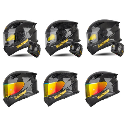 SOMAN Motorcycle Carbon Fiber Double Lens Thermal Safety Helmet, Size: XL(Cheetah Print) - Helmets by SOMAN | Online Shopping UK | buy2fix