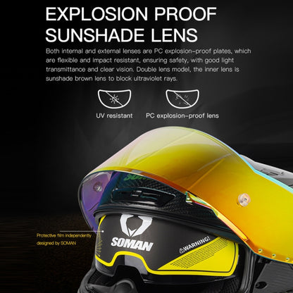 SOMAN Motorcycle Carbon Fiber Double Lens Thermal Safety Helmet, Size: L(Snake Carbon Fiber REVO) - Helmets by SOMAN | Online Shopping UK | buy2fix