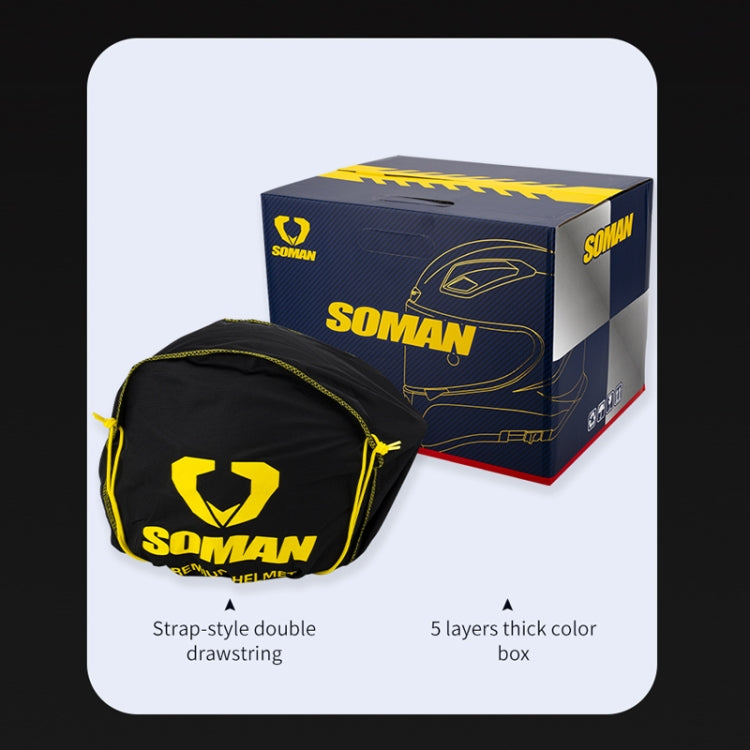 SOMAN Four Seasons Full Cover Motorcycle Helmet, Size: XL(Snake Carbon Fiber Gold) - Helmets by SOMAN | Online Shopping UK | buy2fix
