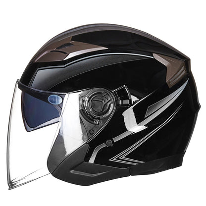 GXT 708 Electric Vehicle Dual Lens Helmet Four Seasons Safety Helmet, Size: XL(Bright Black Gray) - Helmets by GXT | Online Shopping UK | buy2fix