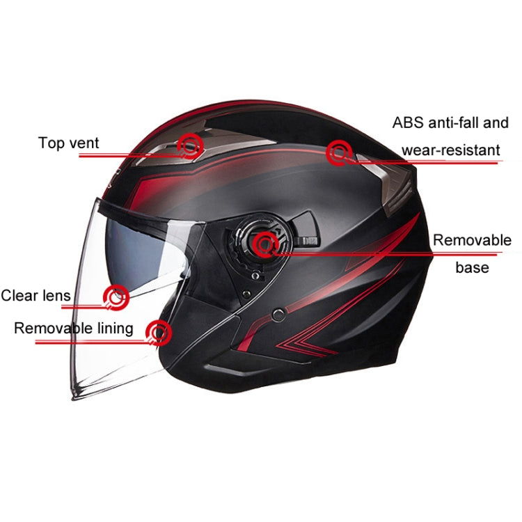 GXT 708 Electric Vehicle Dual Lens Helmet Four Seasons Safety Helmet, Size: L(Matt Black Red) - Helmets by GXT | Online Shopping UK | buy2fix