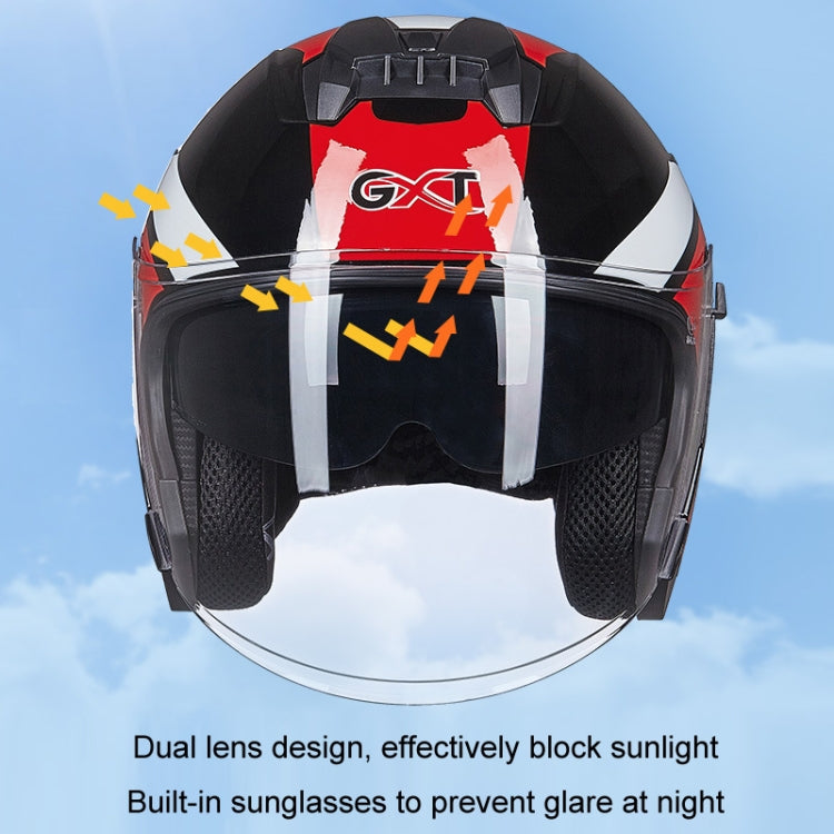 GXT Electric Vehicle Four Seasons Sun Protection & Windshield Double Lens Helmet, Size: XL(Bright Black Blue) - Helmets by GXT | Online Shopping UK | buy2fix
