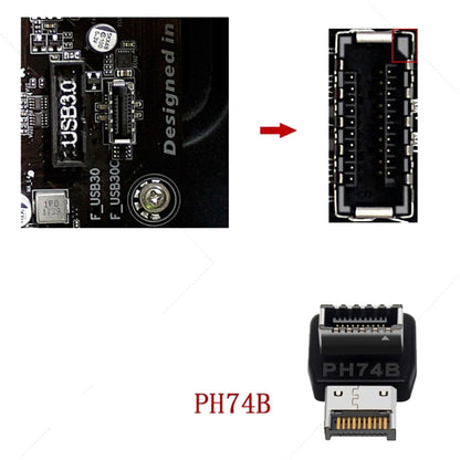 2pcs USB3.1 Type-E Computer Motherboard Interface 90 Degrees Elbow Front Type-C Adapter(PH74B) - Cable & Adapters by buy2fix | Online Shopping UK | buy2fix