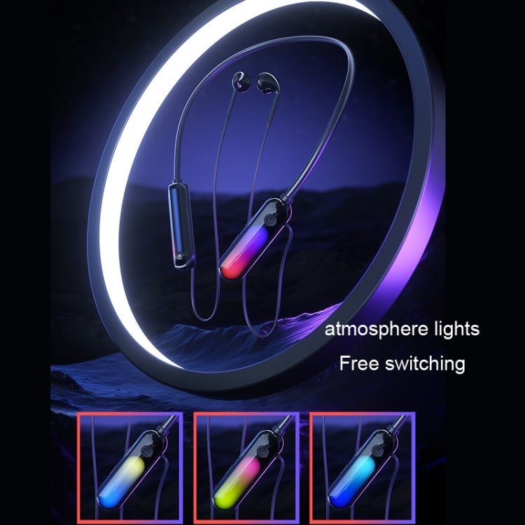 With Atmosphere Lamp Hanging Neck Bluetooth Earphone, Style: 2 In 1 - Neck-mounted Earphone by buy2fix | Online Shopping UK | buy2fix