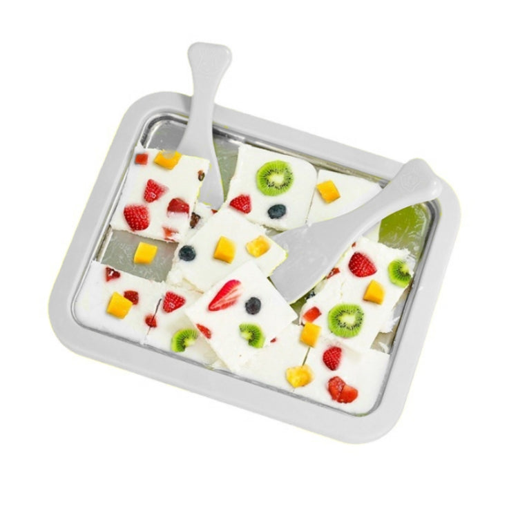 Mini Household Fried Yogurt Machine Children Homemade DIY Fried Ice Tray, Color: Stainless Steel White 26x21cm - Yogurt Machine by buy2fix | Online Shopping UK | buy2fix