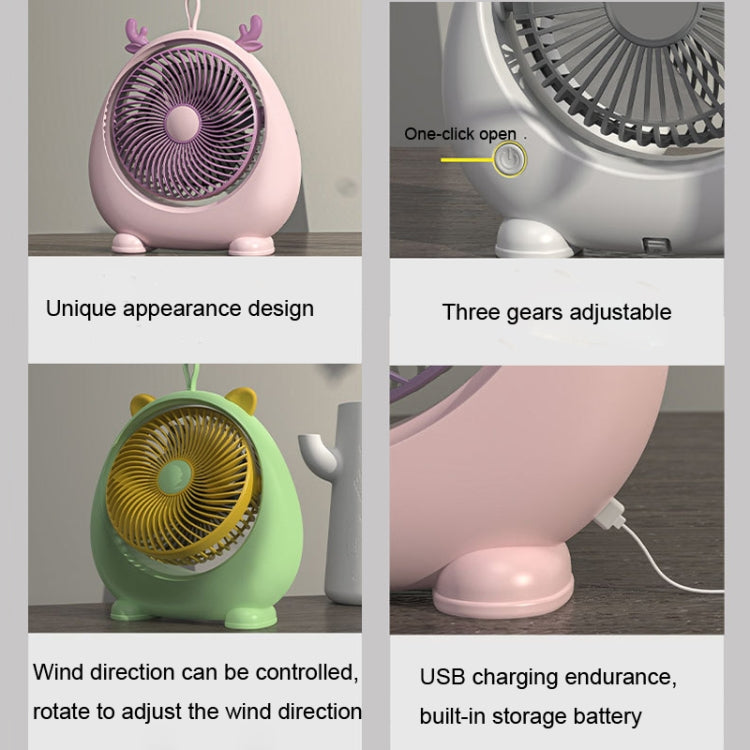Dormitory Portable Animal Ear Desktop Electric Fan, Style: Directly Inserted Version Pink - Electric Fans by buy2fix | Online Shopping UK | buy2fix