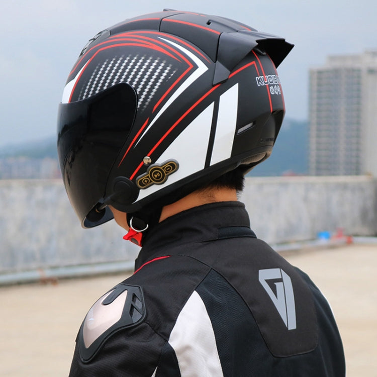 KUQIBAO Motorcycle Smart Bluetooth Sun Protection Double Lens Safety Helmet, Size: XL(Matte Black Phantom Fiber) - Helmets by KUQIBAO | Online Shopping UK | buy2fix