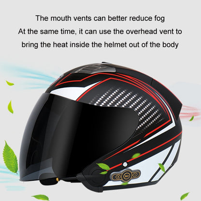 KUQIBAO Motorcycle Smart Bluetooth Sun Protection Double Lens Safety Helmet, Size: L(Matte Black+Black Tail) - Helmets by KUQIBAO | Online Shopping UK | buy2fix