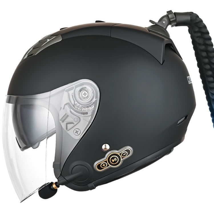 KUQIBAO Motorcycle Bluetooth Headset Double Lens Helmet With Braid, Size: M(Scrub Black) - Helmets by KUQIBAO | Online Shopping UK | buy2fix