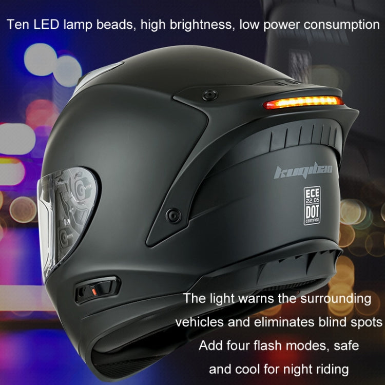 KUQIBAO Motorcycle Dual Lens Anti-Fog Helmet With LED Light, Size: M(White) - Helmets by KUQIBAO | Online Shopping UK | buy2fix