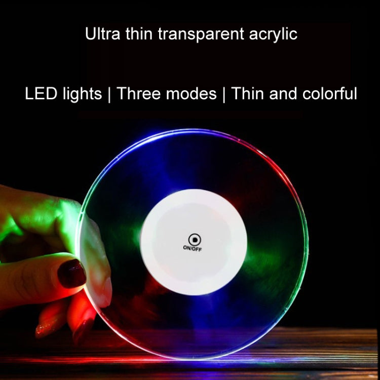 100x4mm Square LED Light Up Acrylic Coaster Transparent Crystal Base(Colorful Light) - Car Drink Holders by buy2fix | Online Shopping UK | buy2fix