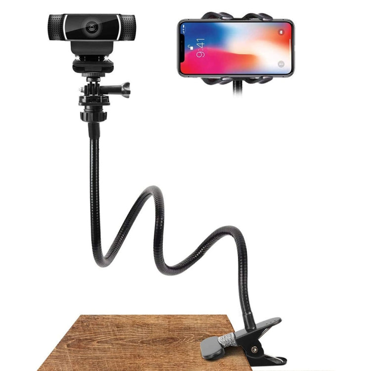 Double-clamp Camera Phone Holder Extended Metal Bending Bracket(Black) - Stand by buy2fix | Online Shopping UK | buy2fix