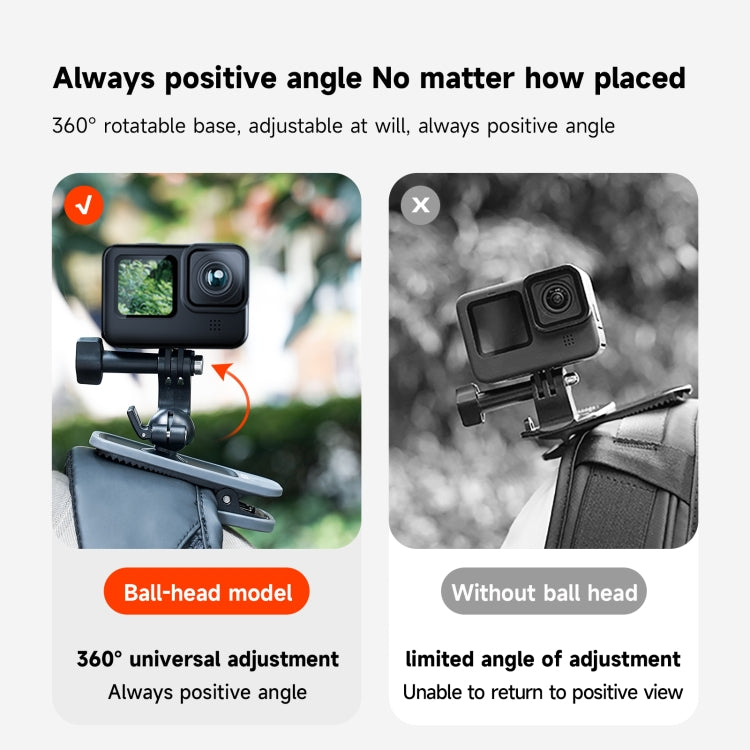 TELESIN 360 Degree Rotation Backpack Clip Clamp Mount For Action Camera - Backpack Clip by TELESIN | Online Shopping UK | buy2fix