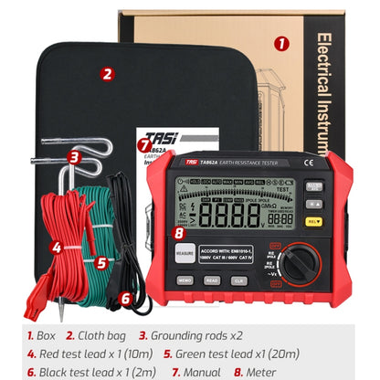 TASI TA862A Ground Resistor Tester Grounding Voltage Measurement High Precision Digital Resistance Meter - Battery & Resistance Tester by TASI | Online Shopping UK | buy2fix