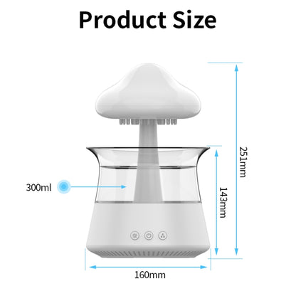 CH06 300ml Rain Humidifier Mushroom Cloud Colorful Night Lamp Aromatherapy Machine, Style: With Remote Controller(White) - Air Purifiers & Accessories by buy2fix | Online Shopping UK | buy2fix
