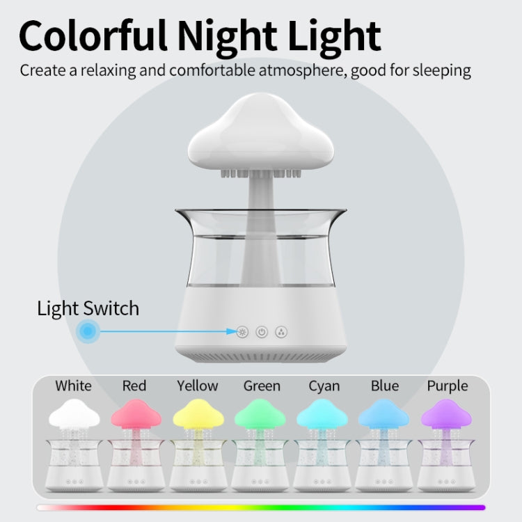 CH06 300ml Rain Humidifier Mushroom Cloud Colorful Night Lamp Aromatherapy Machine, Style: Without Remote Controller(White) - Air Purifiers & Accessories by buy2fix | Online Shopping UK | buy2fix