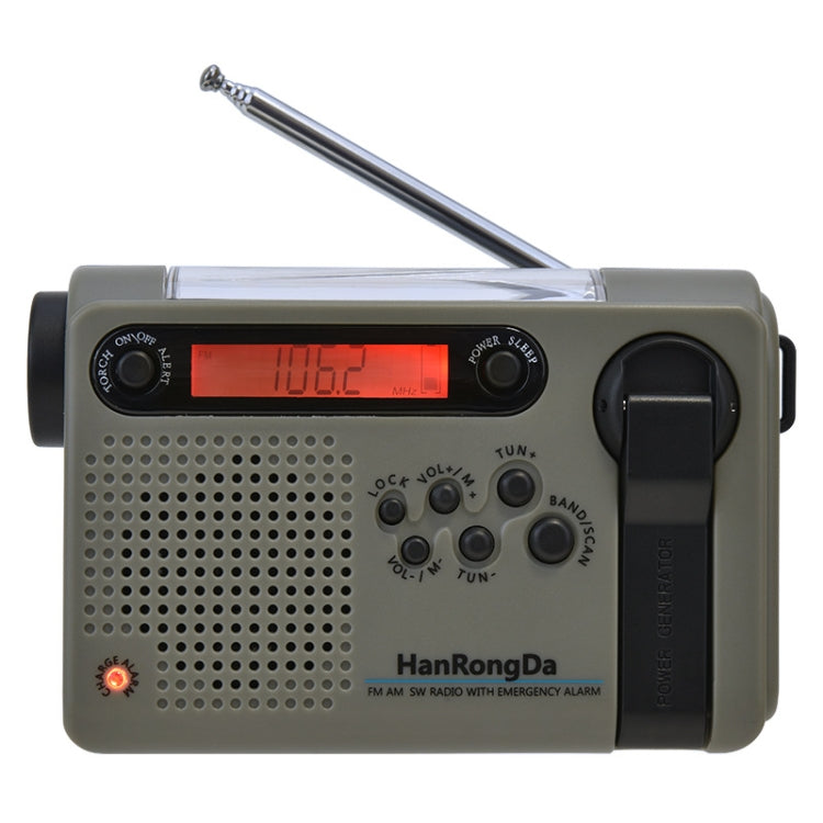 HanRongda HRD-900 LED Lighting Solar Hand Crank Power Generation NOAA Weather Warning Radio(Dark Green) - Radio Player by HanRongda | Online Shopping UK | buy2fix