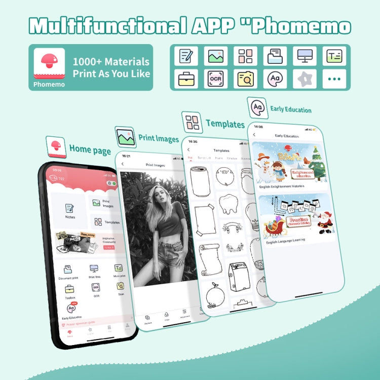 Phomemo T02 Standard Error Mini Pocket Small Portable Bluetooth Phone Photo Label Thermal Printer(Blue) - Printer by Phomemo | Online Shopping UK | buy2fix