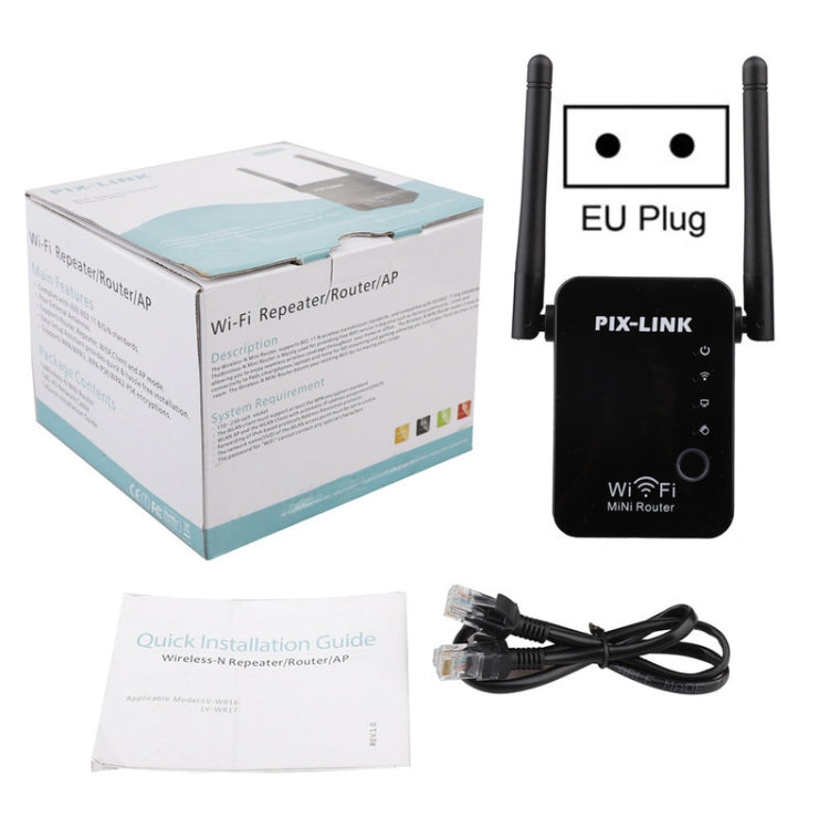 PIX-LINK 2.4G 300Mbps WiFi Signal Amplifier Wireless Router Dual Antenna Repeater(AU Plug) - Wireless Routers by PIX-LINK | Online Shopping UK | buy2fix