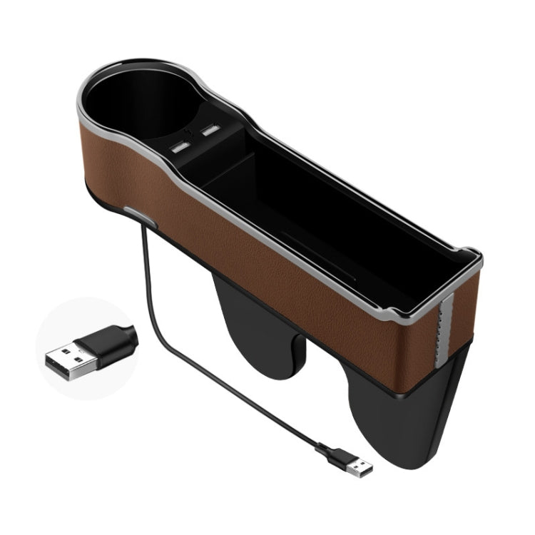 Car Seat Gap Storage Box Multifunctional Mobile Phone USB Charger, Color: Standard Brown - Stowing Tidying by buy2fix | Online Shopping UK | buy2fix