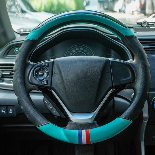 38cm Microfiber Leather Sports Colorful Car Steering Wheel Cover, Color: Green(D Type) - Steering Wheel Accessories by buy2fix | Online Shopping UK | buy2fix