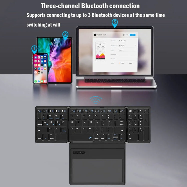 Leather Wireless Bluetooth Keyboard With Touch-Pad Multi-System External Portable Universal Keypad - Wireless Keyboard by buy2fix | Online Shopping UK | buy2fix