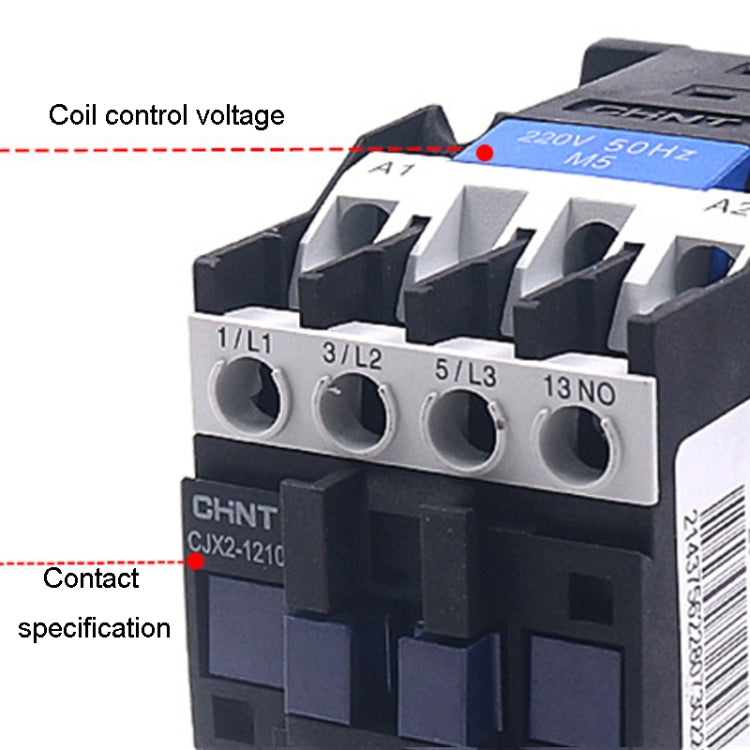 CHNT CJX2-1210 12A 220V Silver Alloy Contacts Multi-Purpose Single-Phase AC Contactor - Relays by CHNT | Online Shopping UK | buy2fix