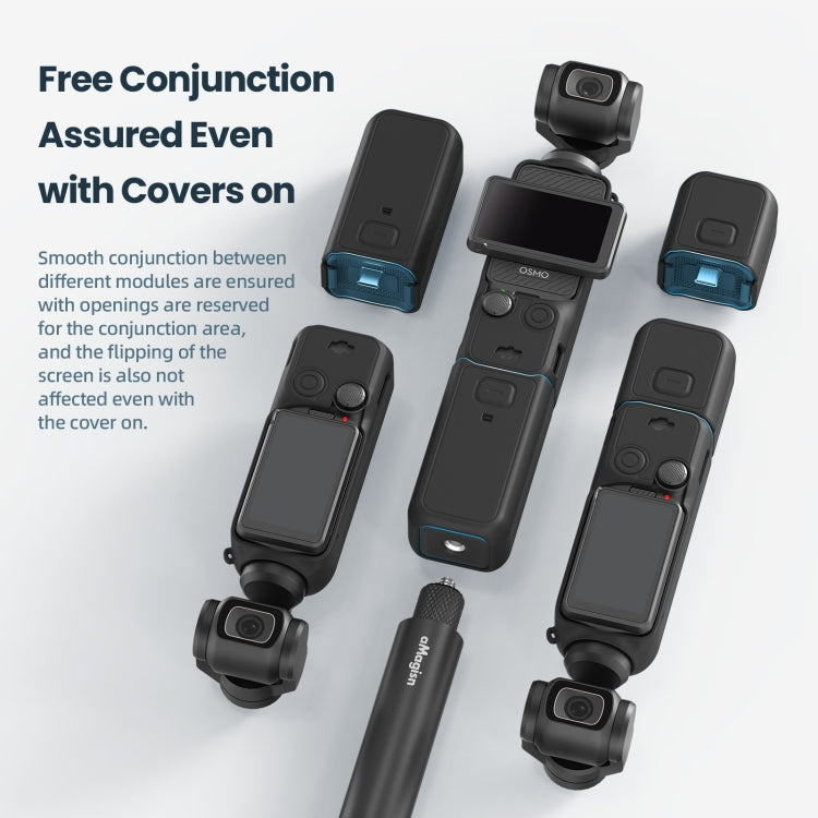 For DJI Osmo Pocket 3 AMagisn Silicone Protection Case Movement Camera Accessories, Style: 7 In 1 Blue - Case & Bags by aMagisn | Online Shopping UK | buy2fix