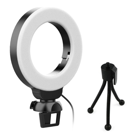 YRing48 4-Inch 48LEDs Laptop Camera Video Conference Live Beauty Ring Fill Light, Spec: Clip with Tripod - Selfie Light by buy2fix | Online Shopping UK | buy2fix