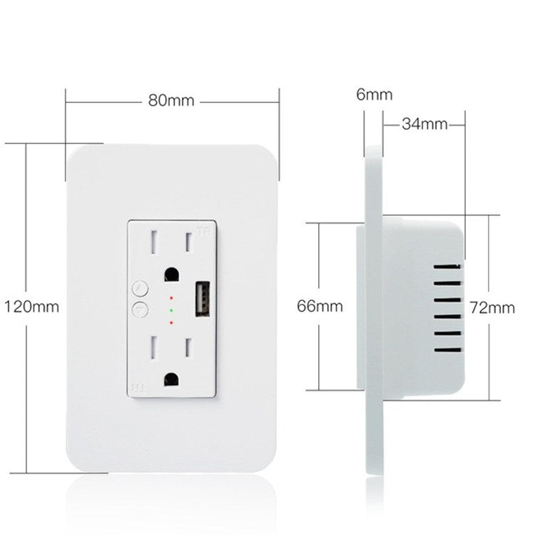 Smart Wall Socket 120 Type WIFI Remote Control Voice Control With USB Socket, Model:American Wall Socket - Consumer Electronics by buy2fix | Online Shopping UK | buy2fix