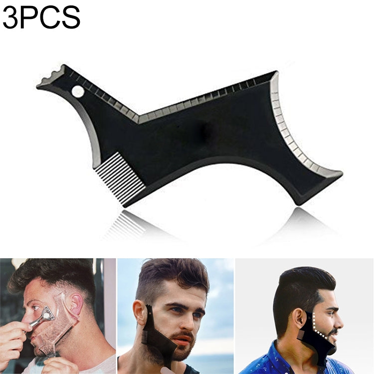 3 PCS Beard Styling Template Stencil Men Comb All-In-One Beard Shaping Tool(Black) - Hair Trimmer by buy2fix | Online Shopping UK | buy2fix
