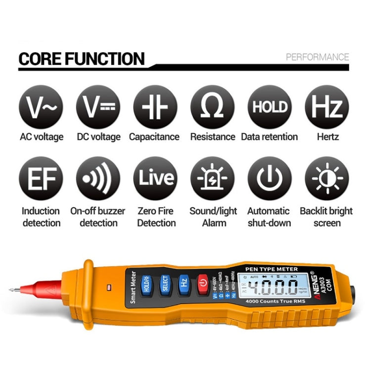 ANENG A3003 Multi-Function Pen-Type High-Precision Smart Multimeter(Orange) - Consumer Electronics by ANENG | Online Shopping UK | buy2fix