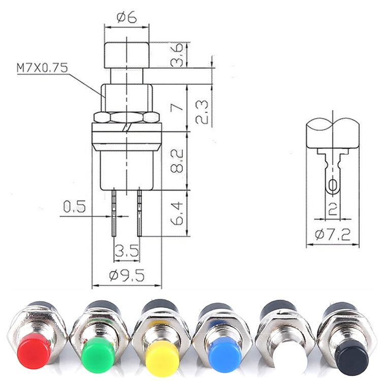 10 PCS 7mm Thread Multicolor 2 Pins Momentary Push Button Switch(White) - Consumer Electronics by buy2fix | Online Shopping UK | buy2fix