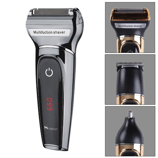 Surker SK-903 Three-in-one LCD Digital Display USB Charging Electric Shaver / Hair Clipper / Nose Hair(Black) - Hair Trimmer by buy2fix | Online Shopping UK | buy2fix