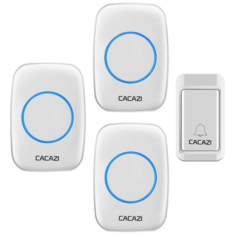 CACAZI A10G One Button Three Receivers Self-Powered Wireless Home Cordless Bell, US Plug(White) - Security by CACAZI | Online Shopping UK | buy2fix