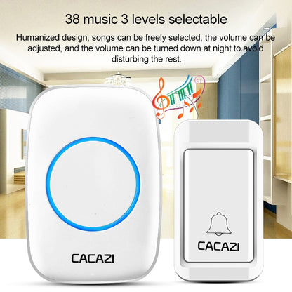 CACAZI A10G One Button One Receivers Self-Powered Wireless Home Cordless Bell, US Plug(White) - Security by CACAZI | Online Shopping UK | buy2fix