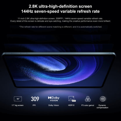 Xiaomi Pad 6 Pro, 11.0 inch, 8GB+256GB, MIUI 14 Qualcomm Snapdragon 8+ 4nm Octa Core up to 3.2GHz, 20MP HD Front Camera, 8600mAh Battery (Black) - Other by Xiaomi | Online Shopping UK | buy2fix