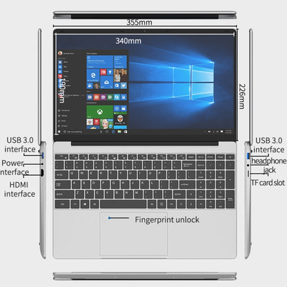 CENAVA F152 Notebook, 15.6 inch, 12GB+512GB, Fingerprint Unlock, Windows 10 Intel Celeron N5095 Quad Core 2.0GHz-2.9GHz, Support TF Card & Bluetooth & WiFi & HDMI, US Plug(Silver) - CENAVA by CENAVA | Online Shopping UK | buy2fix