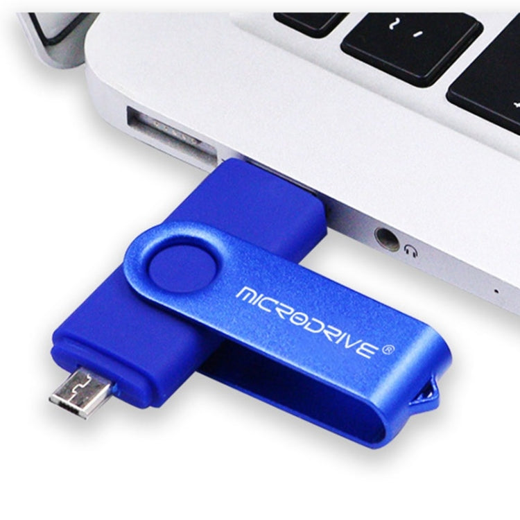 MicroDrive 128GB USB 2.0 Phone and Computer Dual-use Rotary OTG Metal U Disk (Blue) - USB Flash Drives by MicroDrive | Online Shopping UK | buy2fix
