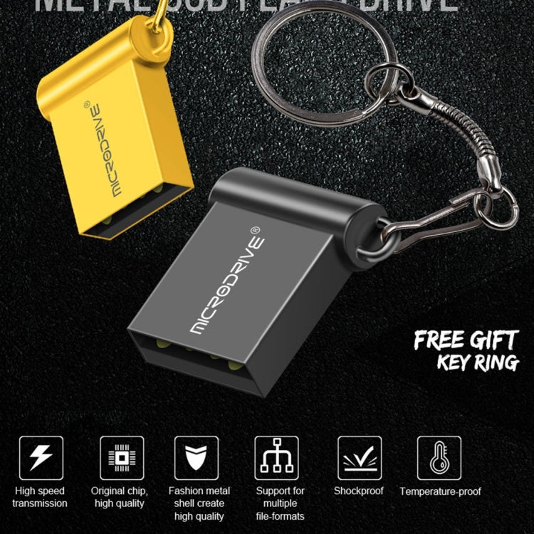 MicroDrive 16GB USB 2.0 Metal Mini USB Flash Drives U Disk (Black) - USB Flash Drives by MicroDrive | Online Shopping UK | buy2fix